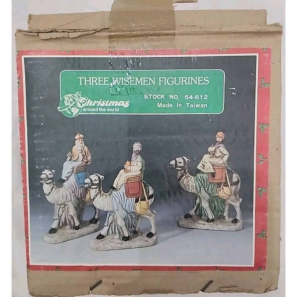 Vintage Christmas Around the World Three Wisemen Nativity Figurines on Camels